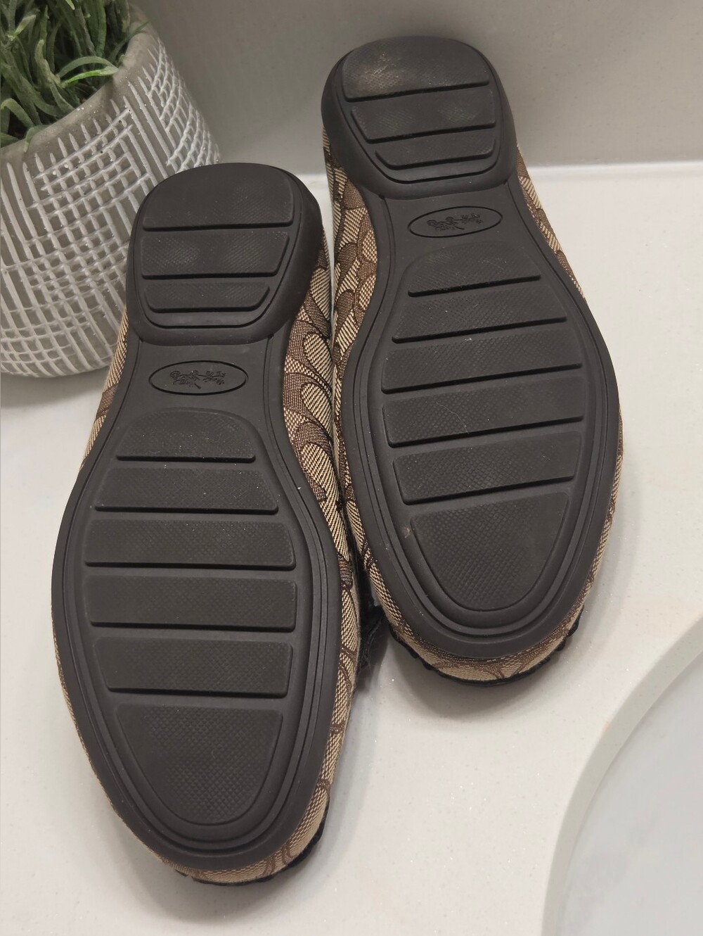 Coach Odette Signature Jacquard Loafers Brown Khaki Tan Size 8 - Picture 6 of 6